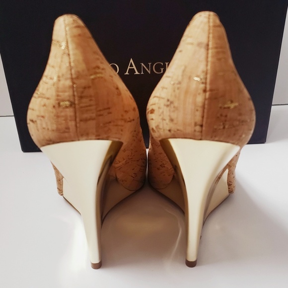 New Enzo Angiolini Amerly Gold Cork Wedge Heels - Picture 5 of 7